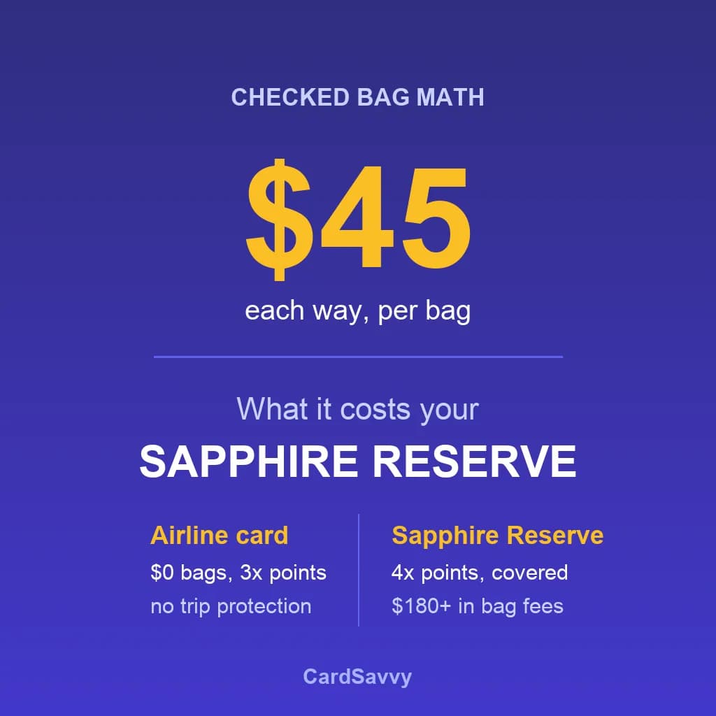 Airline Card vs Sapphire Reserve: What Checking Bags Costs You in 2026
