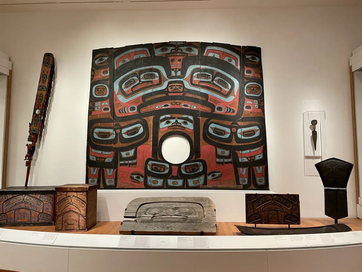 Northwest Coast carved house screen on view at the Seattle Art Museum