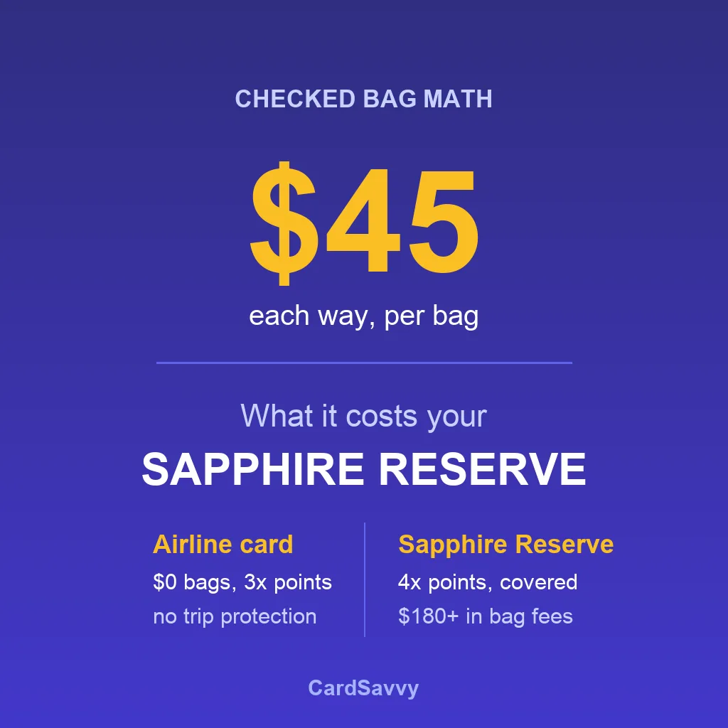 Airline Card vs Sapphire Reserve: What Checking Bags Costs You in 2026